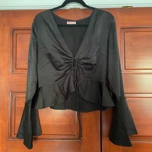 Verge Girl Tie Front Ruffle Hem Top